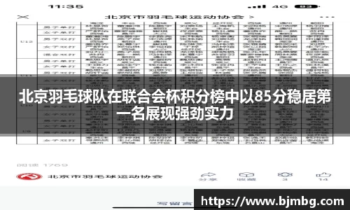 北京羽毛球队在联合会杯积分榜中以85分稳居第一名展现强劲实力